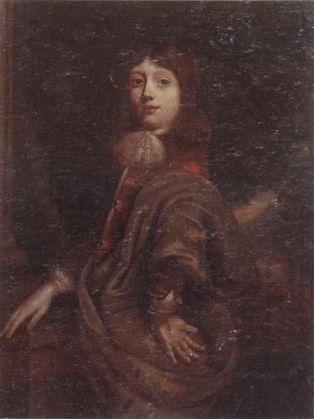 unknow artist Portrait of a young boy three-quarter length,wearing a  red jacket and an ochre mantle oil painting image